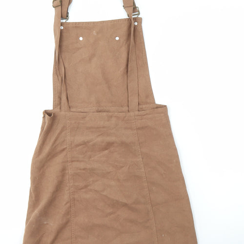 Boohoo Women's Brown Pinafore Skirt, Size 8, Polyester