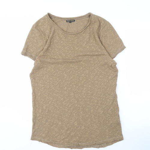 REVIEW Men's Beige Crew Neck T-Shirt Size M