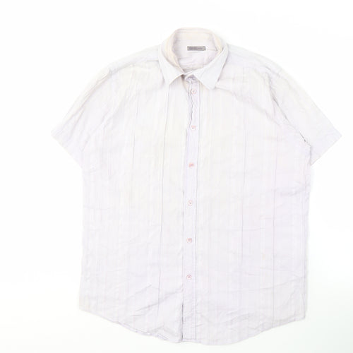 Ted Baker Men's White Striped Short Sleeve Shirt M