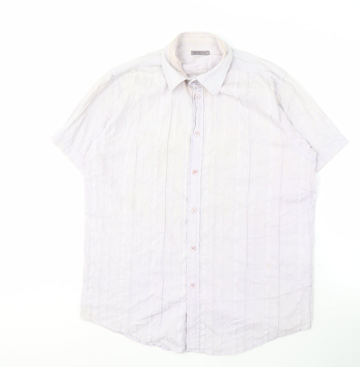 Ted Baker Men's White Striped Short Sleeve Shirt M