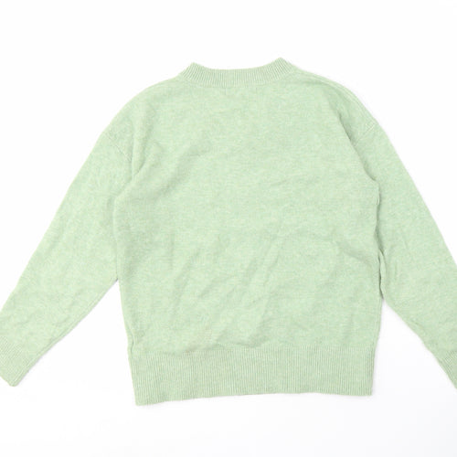 Marks and Spencer Women's Green V-Neck Jumper - Size S