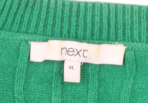 Next Women's Green V-Neck Pullover Jumper, XL