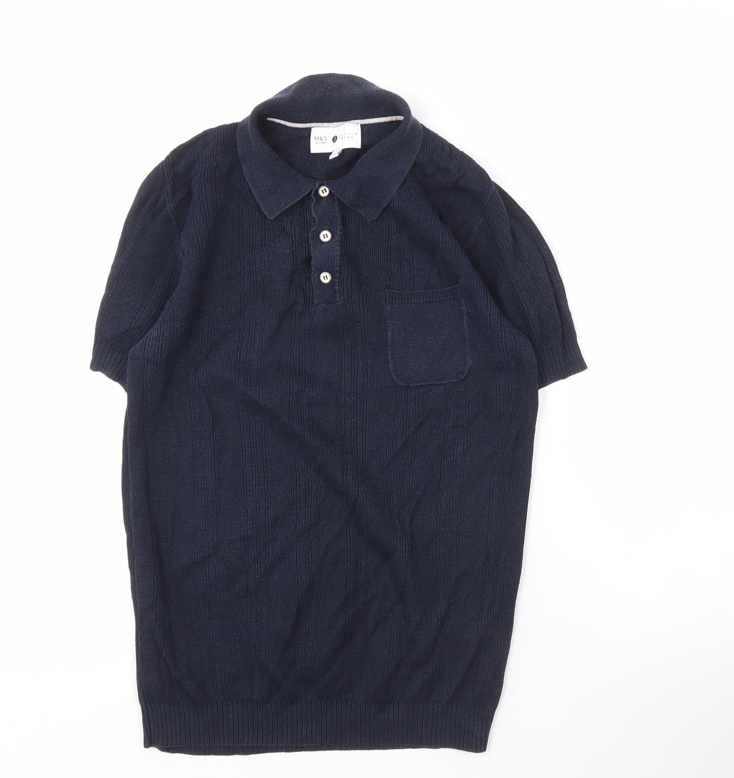 Marks and Spencer Men's Blue Small Polo Shirt