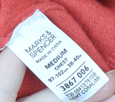 Marks and Spencer Men's Red V-Neck Pullover Jumper M