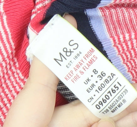 Marks and Spencer Women's Multicoloured Striped Top, Size 8