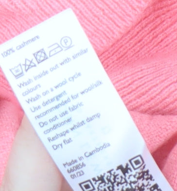 John Lewis Pink Cashmere Crew Neck Jumper Size 12