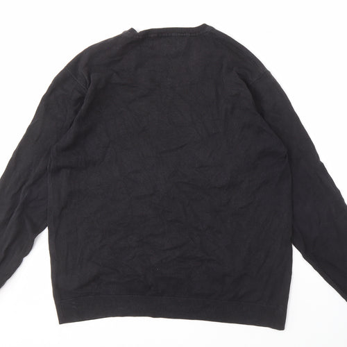 Next Men's Black Cotton V-Neck Pullover Jumper - L