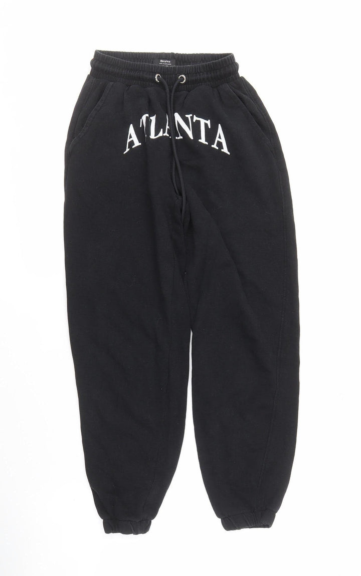 Bershka Black Women's Jogger Trousers XS, Elastic Waist
