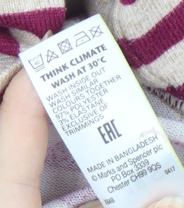 Marks and Spencer Women's Multicoloured Striped Pullover Jumper Size 14