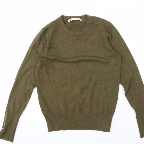 Zara Women's Green Crew Neck Pullover Jumper M
