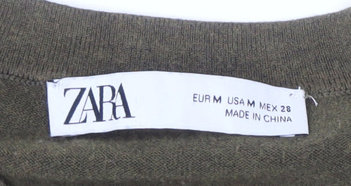 Zara Women's Green Crew Neck Pullover Jumper M