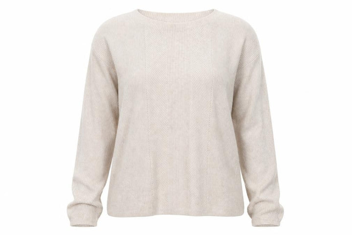 Mango Women's Beige Boat Neck Wool Blend Jumper