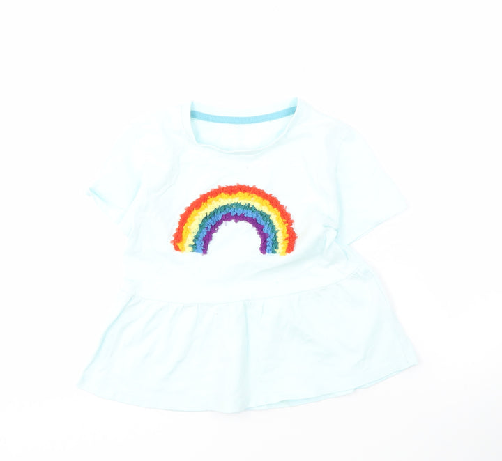 Mountain Warehouse Girls Blue T-Shirt 5-6 Years Rainbow Design