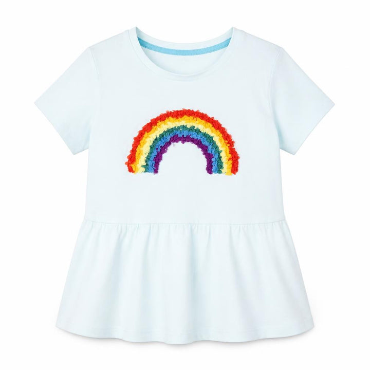 Mountain Warehouse Girls Blue T-Shirt 5-6 Years Rainbow Design