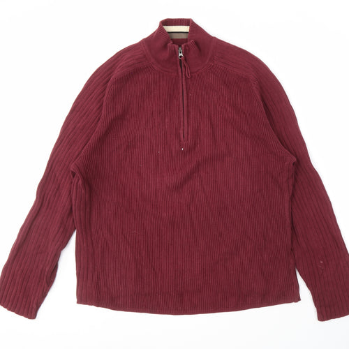 Hathaway Men's Red Full Zip Jumper, Size L