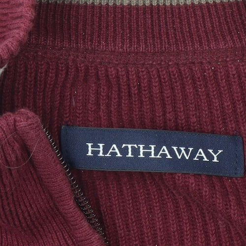 Hathaway Men's Red Full Zip Jumper, Size L