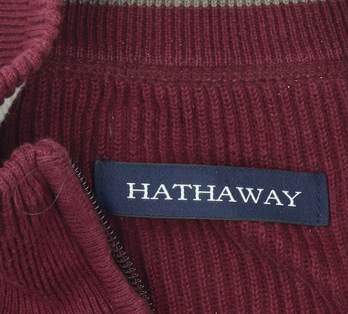 Hathaway Men's Red Full Zip Jumper, Size L