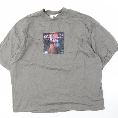 COLLUSION Men's Grey L Graphic T-Shirt, Short Sleeve