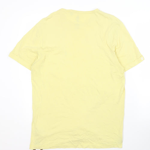 Luke Men's Yellow Crew Neck T-Shirt, Size L, Logo Accent