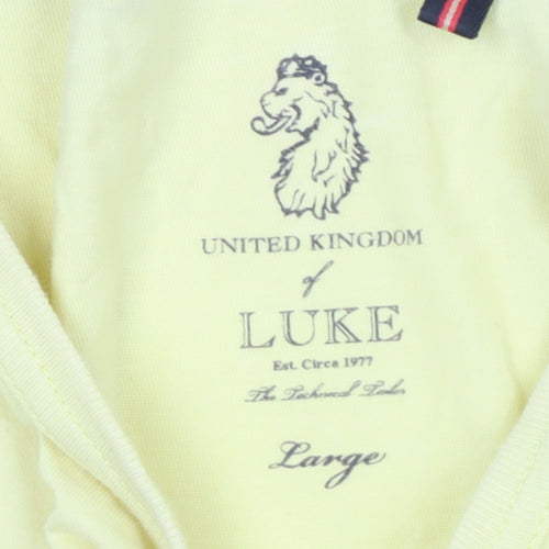 Luke Men's Yellow Crew Neck T-Shirt, Size L, Logo Accent