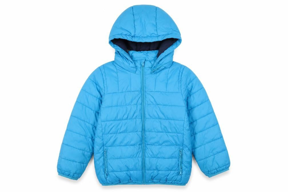 Crew Clothing Boys Blue Nylon Puffer Jacket Size 7-8 Years with Hood