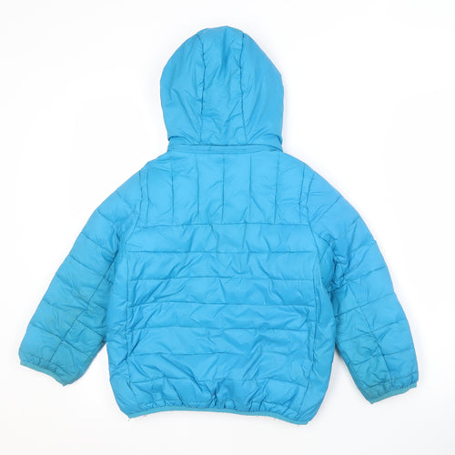 Crew Clothing Boys Blue Nylon Puffer Jacket Size 7-8 Years with Hood