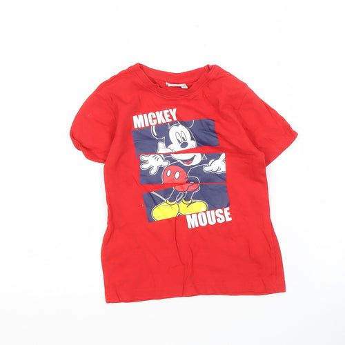 Disney Boys Red Mickey Mouse T-Shirt, 5-6 Years, Casual Cotton