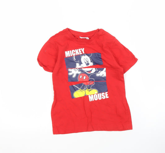 Front view of Disney boys’ red mickey mouse t-shirt, 5-6 years, casual cotton