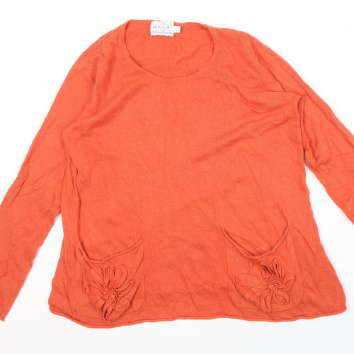 The Masai Women's Orange Scoop Neck Pullover S