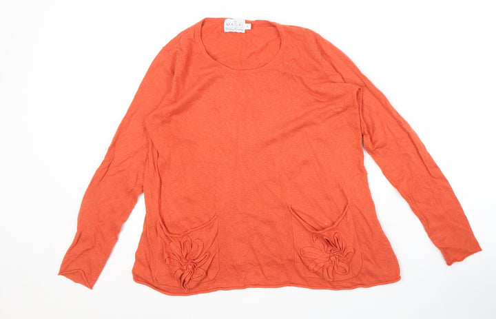 The Masai Women's Orange Scoop Neck Pullover S