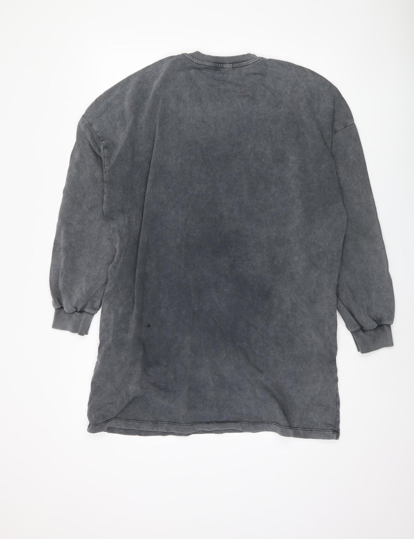 Stradivarius Women's Grey Cotton Pullover Sweatshirt, M
