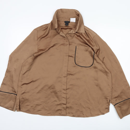 H&M Brown Satin Nightshirt, Unisex M, Collared Style