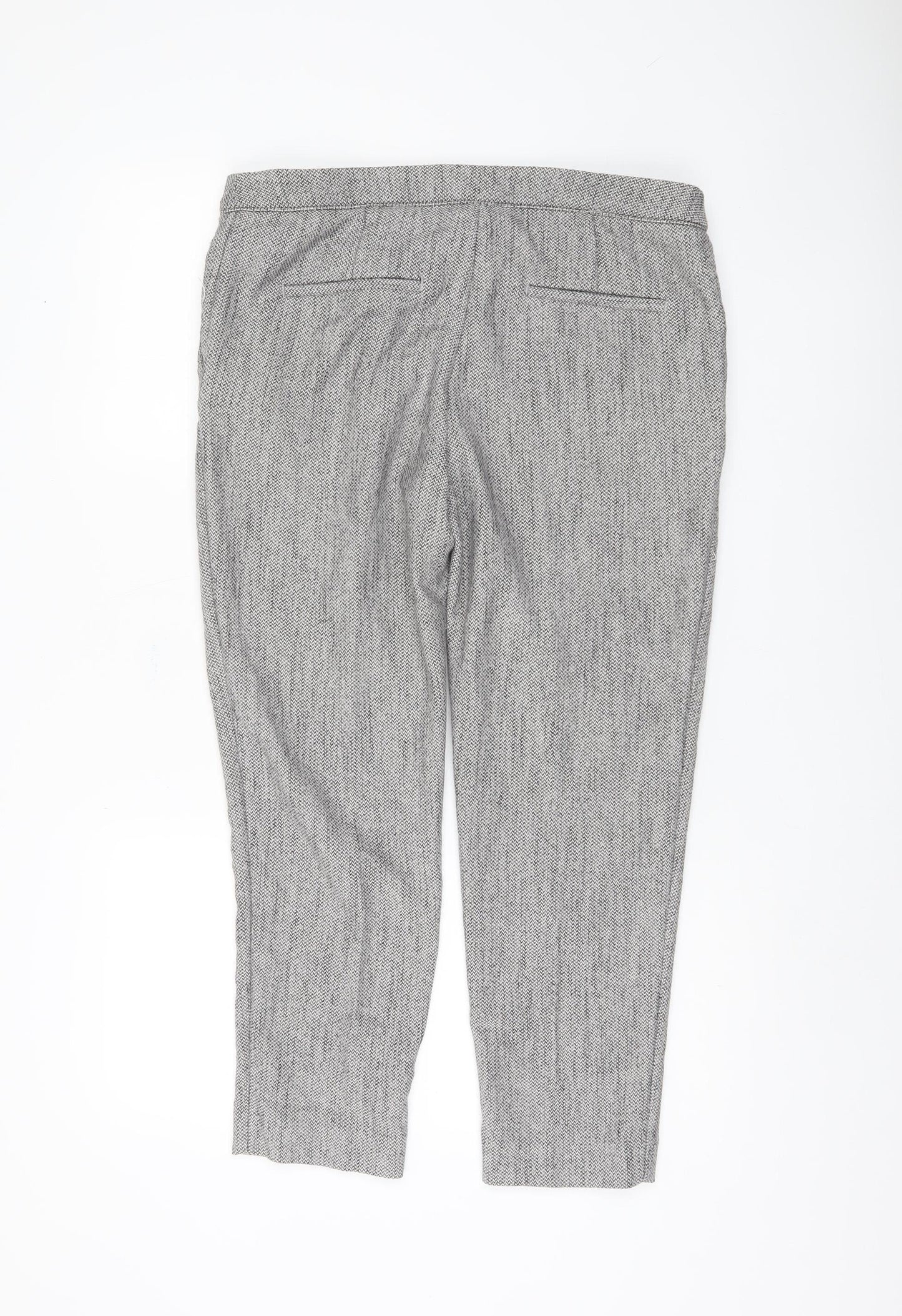 H&M Women's Grey Herringbone Trousers Size 12