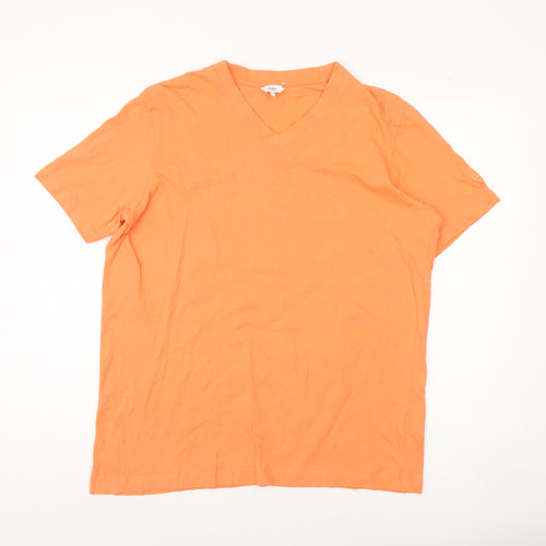 Cotton Traders Men's Orange V-Neck T-Shirt, M, Short Sleeve