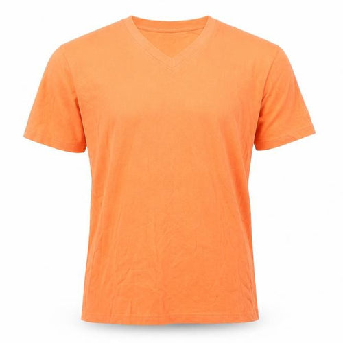 Cotton Traders Men's Orange V-Neck T-Shirt, M, Short Sleeve