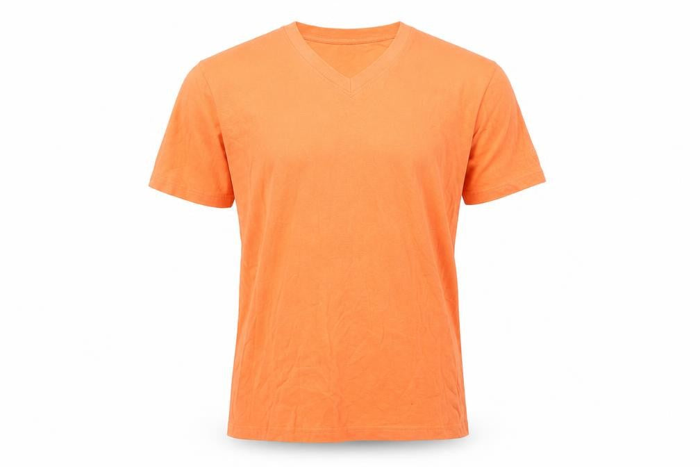 Cotton Traders Men's Orange V-Neck T-Shirt, M, Short Sleeve