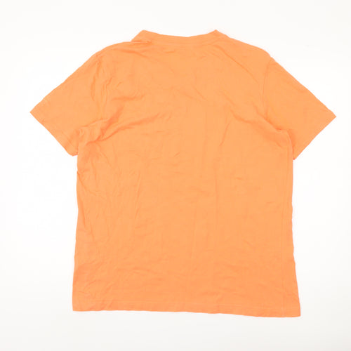 Cotton Traders Men's Orange V-Neck T-Shirt, M, Short Sleeve