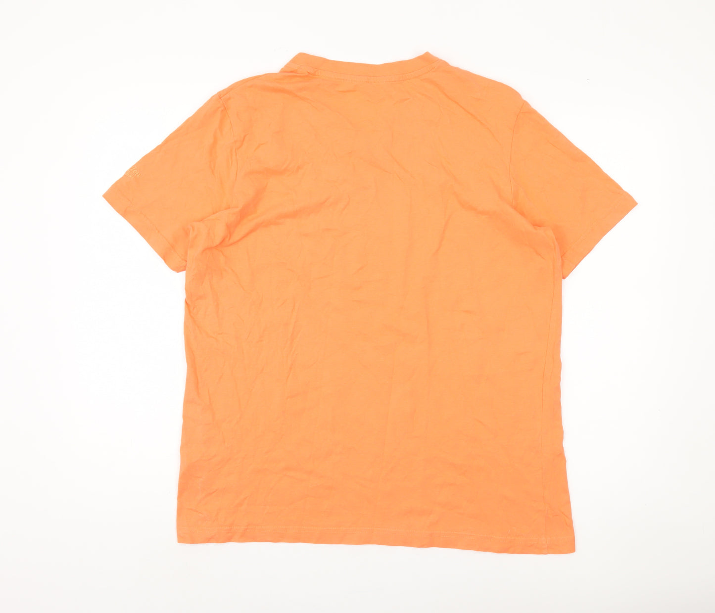 Cotton Traders Men's Orange V-Neck T-Shirt, M, Short Sleeve