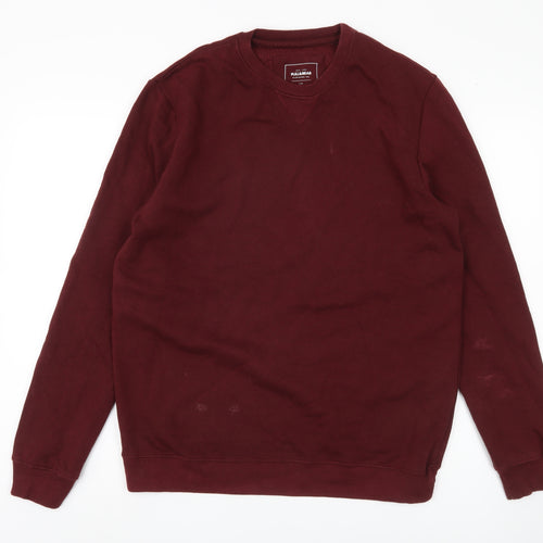 Pull & Bear Men's Red Pullover Sweatshirt M