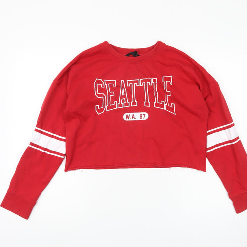 New Look Women's Red Logo Sweatshirt Size 12