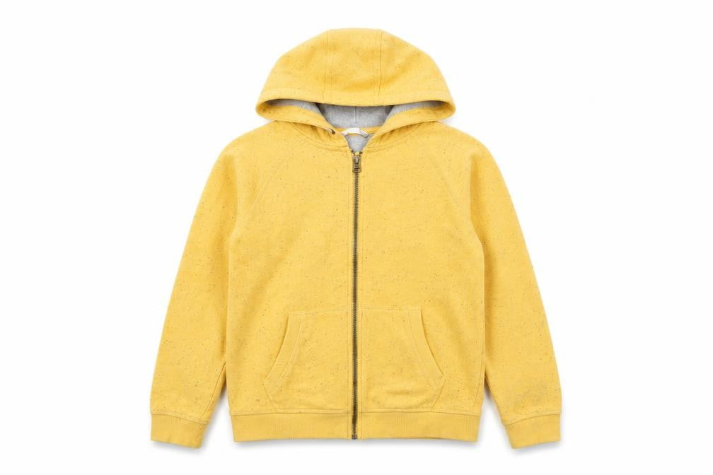 Front view of John Lewis boys’ yellow full zip hoodie, 11 years