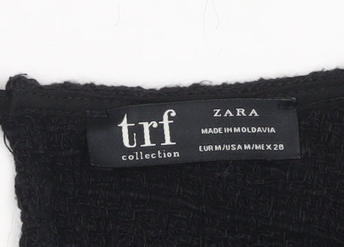 Zara Women's Black 3/4 Sleeve Buckle Blouse Size M