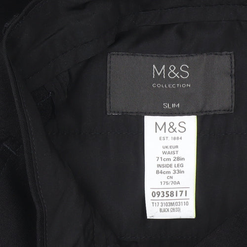 Marks and Spencer Men's Black Slim Trousers, M