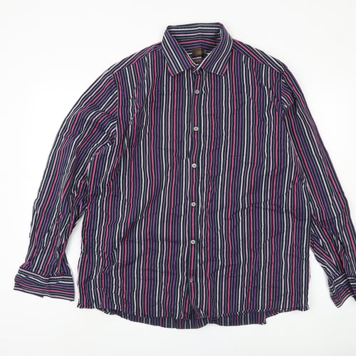 Next Men's Multicoloured Striped Cotton Shirt 2XL