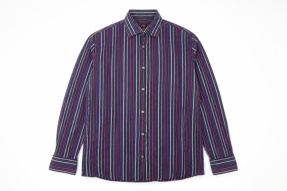 Front view of Next Men's Multicoloured Striped Cotton Shirt 2XL
