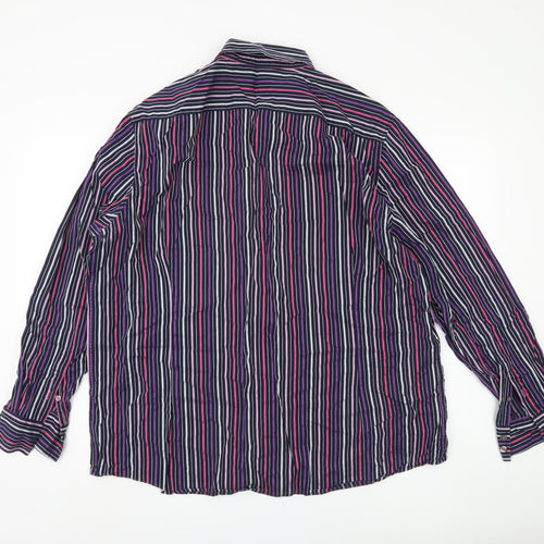 Next Men's Multicoloured Striped Cotton Shirt 2XL