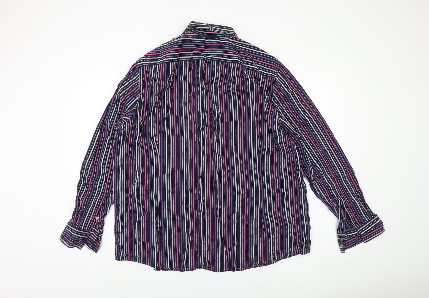 Next Men's Multicoloured Striped Cotton Shirt 2XL