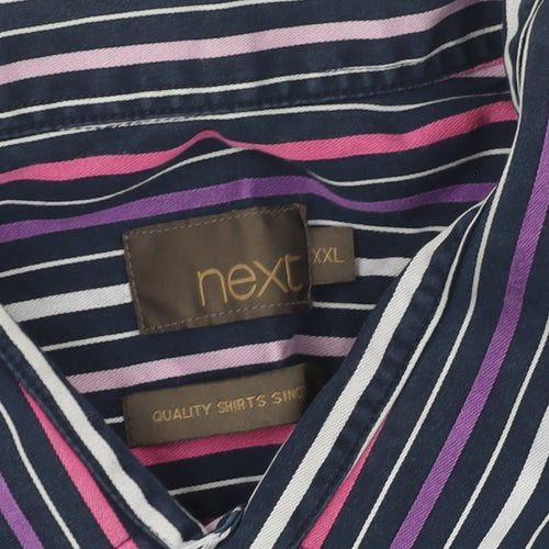 Next Men's Multicoloured Striped Cotton Shirt 2XL