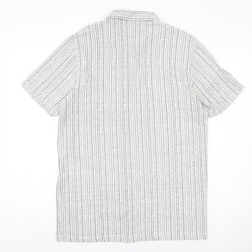 Easy Men's White Striped Button-Up Shirt M
