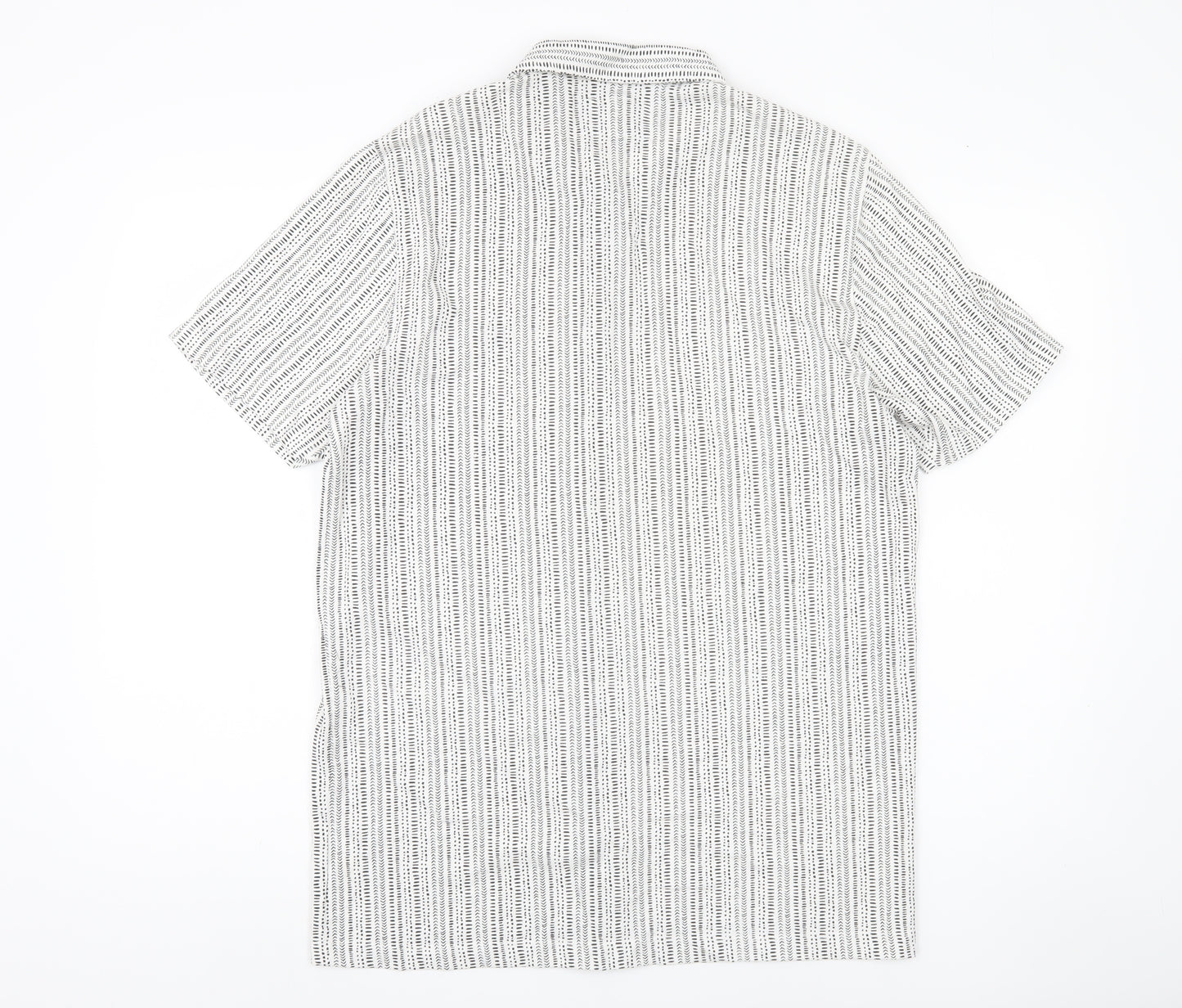 Easy Men's White Striped Button-Up Shirt M